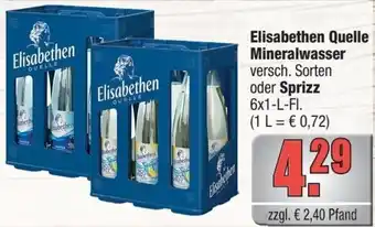 alldrink Elisabethen Quelle Mineralwasser oder Sprizz 6x1-L-FI. Angebot