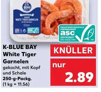 Kaufland K-BLUE BAY White Tiger Garnelen gekocht, mit Kopf und Schale 250-g-Packg. Angebot