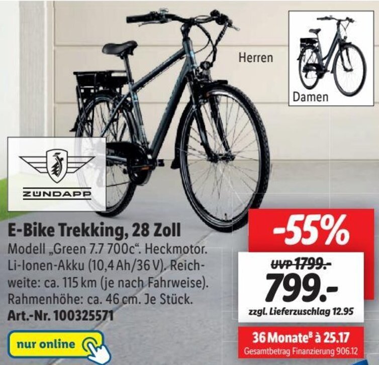Lidl ZUNDAPP E-Bike Trekking, 28 Zoll Angebot