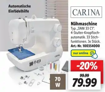 Lidl CARINA Nähmaschine ,SNM 33 C1" Angebot