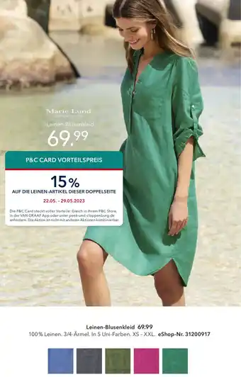 Peek & Cloppenburg Marie Lund COPENHAGEN Leinen-Blusenkleid Angebot