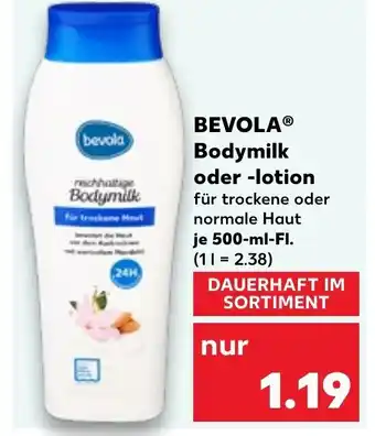 Kaufland BEVOLAⓇ Bodymilk oder -lotion für trockene oder normale Haut je 500-ml-FI. Angebot