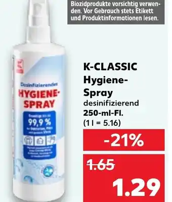 Kaufland K-CLASSIC Hygiene-Spray 250-ml-Fl. Angebot