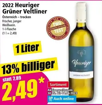 Norma 2022 Heuriger Grüner Veltliner 1 Liter Angebot