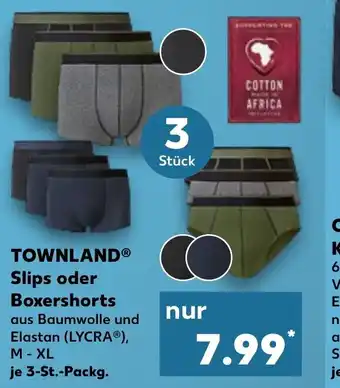 Kaufland TOWNLANDⓇ Slips oder Boxershorts aus Baumwolle und Elastan (LYCRA®), M - XL je 3-St.-Packg. Angebot