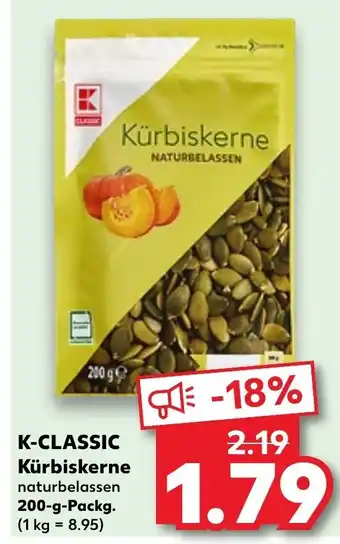 Kaufland K-CLASSIC Kürbiskerne naturbelassen 200-g-Packg. Angebot