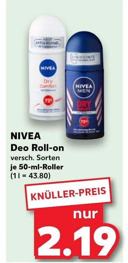 Kaufland NIVEA Deo Roll-on 50ml Angebot