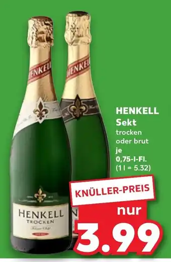 Kaufland HENKELL Sekt trocken oder brut 750ml Angebot