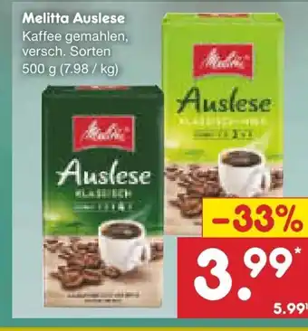 Netto Marken-Discount Melitta Auslese Kaffee 500g Angebot