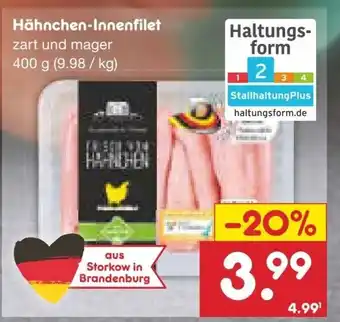 Netto Marken-Discount Hähnchen-Innenfilet zart und mager 400g Angebot