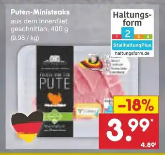 Netto Marken-Discount Puten-Ministeaks aus dem Innenfilet geschnitten, 400 g Angebot