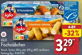 Aldi Nord iglo Fischstäbchen Angebot