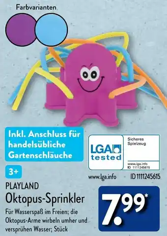 Aldi Nord PLAYLAND Oktopus-Sprinkler Angebot