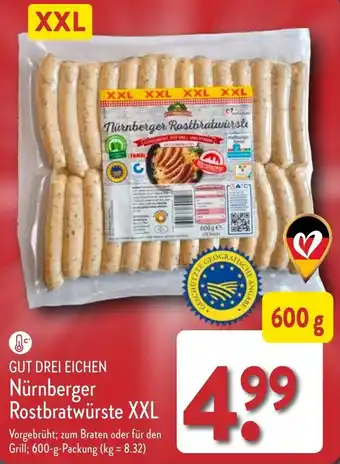 Aldi Nord GUT DREI EICHEN Nürnberger Rostbratwürste XXL 600 g Packung Angebot