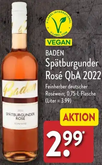 Aldi Nord BADEN Spätburgunder Rosé QbA 2022 Angebot