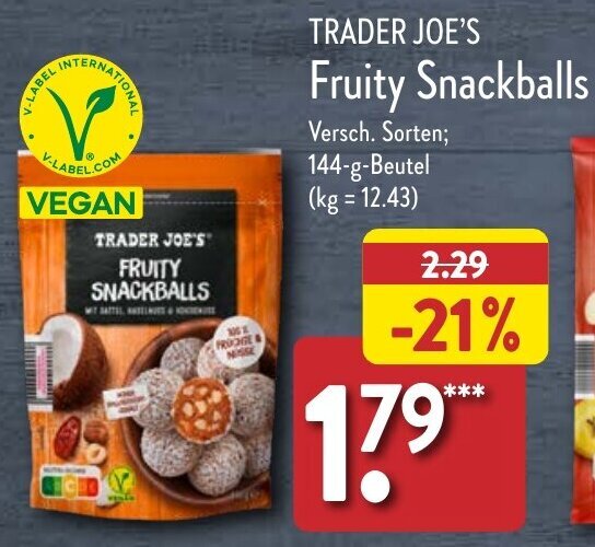TRADER JOE'S Fruity Snackballs 144 g Beutel Angebot bei Aldi Nord