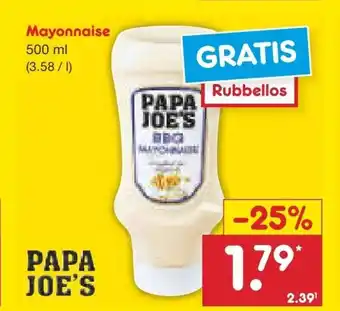 Netto Marken-Discount PAPA JOE'S Mayonnaise 500 ml Angebot