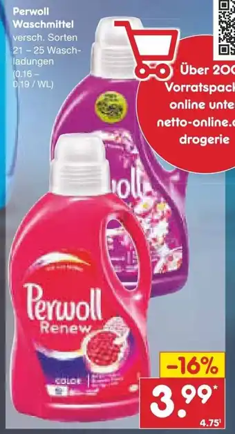 Netto Marken-Discount Perwoll Waschmittel 21-25 WL Angebot