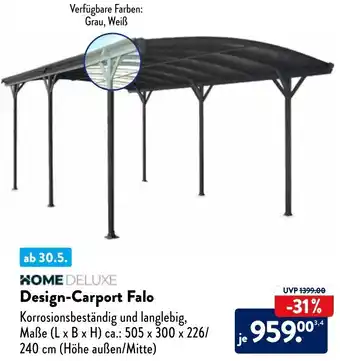 Aldi Nord HOME DELUXE Design-Carport Falo Angebot