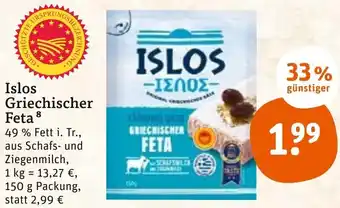 tegut Islos Griechischer Feta 150 g Packung Angebot