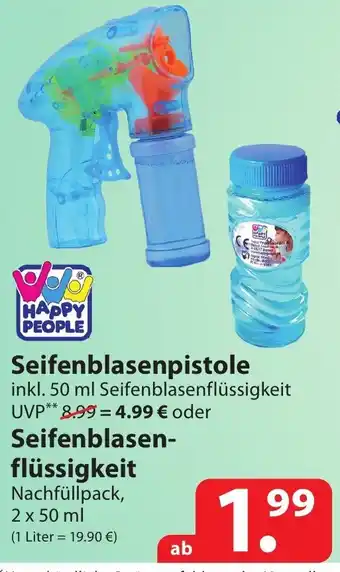 Famila Nord Ost HAPPY PEOPLE Seifenblasenpistole oder Seifenblasenflüssigkeit Angebot