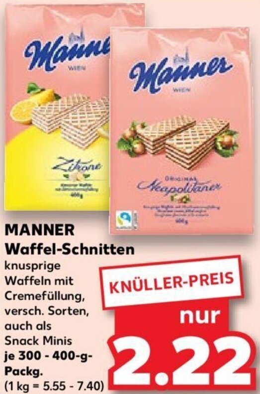 Kaufland MANNER Waffel-Schnitten 300-400 g Packg. Angebot