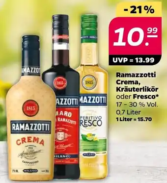 NETTO Ramazzotti Crema, Kräuterlikör oder Fresco* 0,7 Liter Angebot