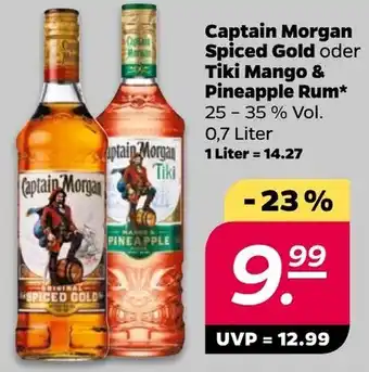 NETTO Captain Morgan Spiced Gold oder Tiki Mango & Pineapple Rum 0,7 Liter Angebot