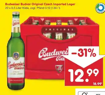 Netto Marken-Discount Budweiser Budvar Original Czech Imported Lager 20*500ml Angebot