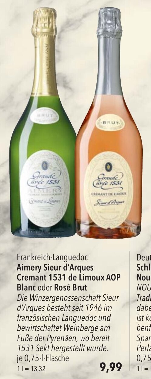 CITTI Markt Aimery Sieur d'Arques Cremant 1531 de Limoux AOP Blanc oder Rosé Brut 750ml Angebot