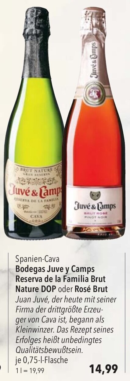 CITTI Markt Bodegas Juve y Camps Reserva de la Familia Brut Nature DOP oder Rosé Brut 750ml Angebot