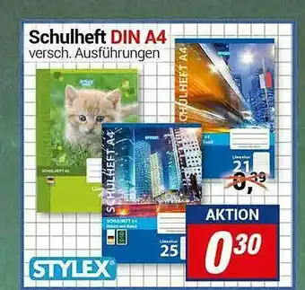 CENTERSHOP Stylex Schulheft DIN A4 Angebot