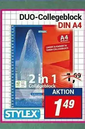 CENTERSHOP Stylex Duo Collegeblock DIN A4 Angebot