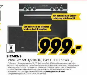 MEDIMAX Siemens Einbau Herd Set PQ521IA00 (EI645CFBIE+HE578ABS1) Angebot