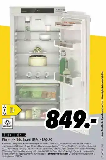 MEDIMAX Liebherr Einbau-kühlschrank IRBd 4120-20 Angebot