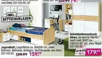 Möbel Boss Jugendbett, Schwebetürendschrank Sören Angebot