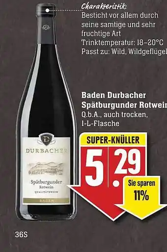 Scheck-in-Center Baden Durbacher Spätburgunder Rotwein Angebot