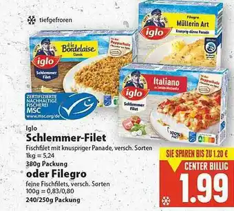 E-Center Iglo Schlemmer-filet Oder Filegro Angebot