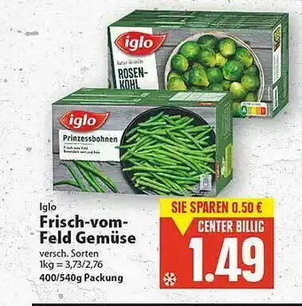 E-Center Iglo Frisch-vom Feld Gemüse Angebot