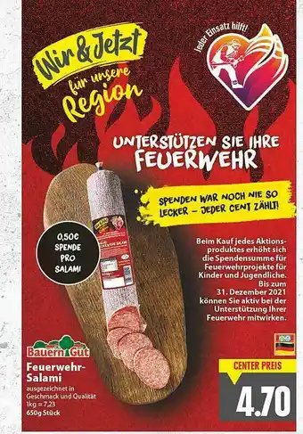 E-Center Bauern Gut Feuerwehr Salami Angebot