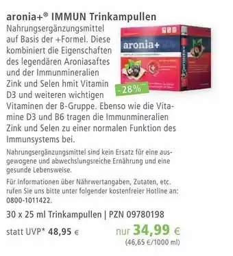 Apotal Aronia+ Immun Trinkampullen Angebot