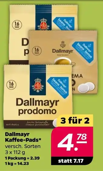 NETTO Dallmayr Kaffee-Pads* 3 x 112 g 3 für 2 Angebot