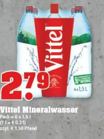 trinkgut Vittel Mineralwasser 6x1,5L Angebot