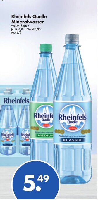 Trink und Spare Rheinfels Quelle Mineralwasser 12x0,1L Angebot