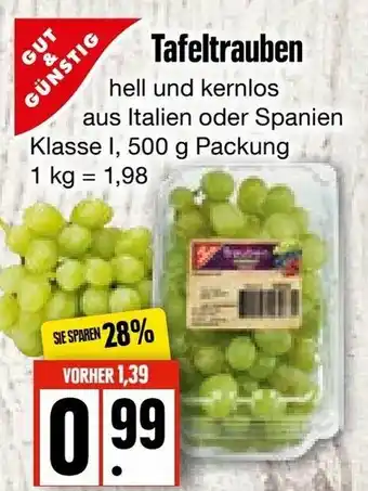 Edeka Frischemarkt Gut & Günstig Tafeltrauben 500g Angebot