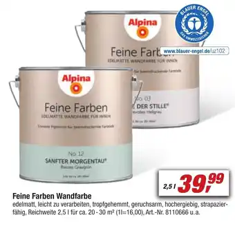 toom Baumarkt Alpina Feine Farben Wandfarbe  2,5 l Angebot