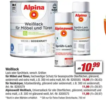 toom Baumarkt Weißlack für Möbel und Türen Angebot