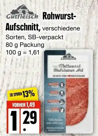 Edeka Frischemarkt Gutfleisch Rohwurst Aufschnitt 80g Angebot