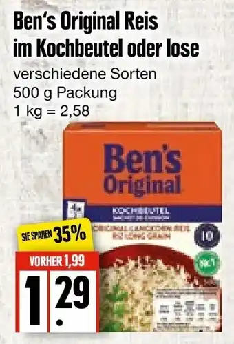 Edeka Frischemarkt Ben's Original Reis im Kochbeutel oder lose 500g Angebot