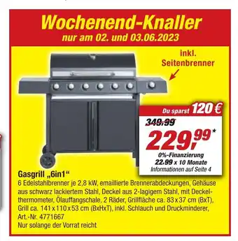 toom Baumarkt Gasgrill ,,6in1" Angebot